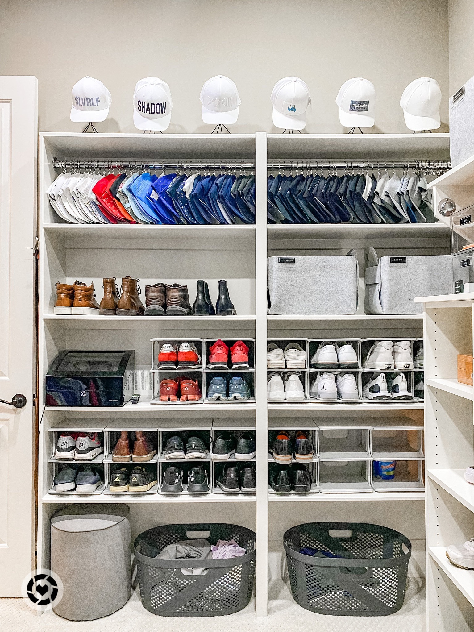 Check out this guys shoe storage (and the hat set up is pretty sweet too😉)! He had great built-in shelving that we wanted to maximize by using these plastic vertical shoe racks! We were able to double the amount of space for shoe storage and used the racks to store his athletic and casual shoes. We love finding the right product to increase storage and perfectly fit the space.

#LTKhome #LTKstyletip #LTKshoecrush