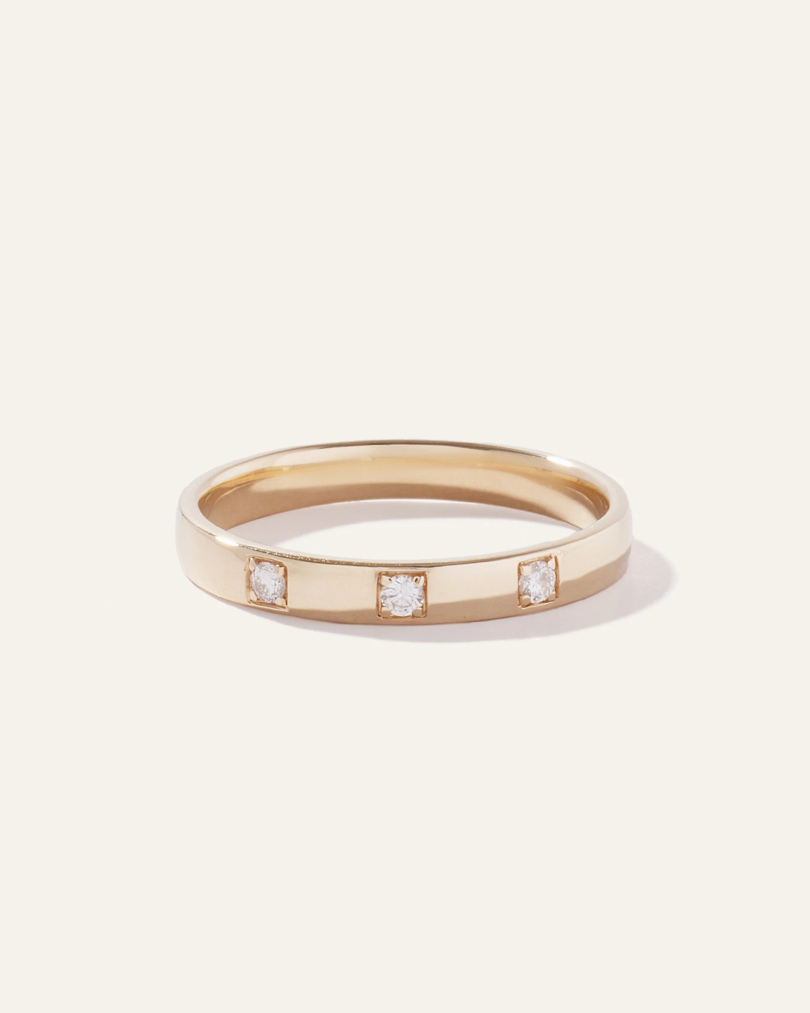 14K Gold Diamond 3 Stone Inlay Band | Quince