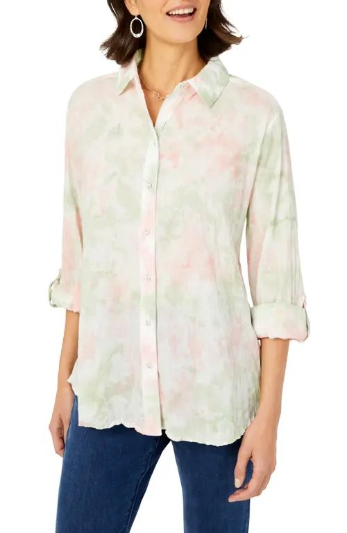 Foxcroft Zoey Tie Dye Button-Up Shirt in Rose Blossom at Nordstrom, Size 2 | Nordstrom