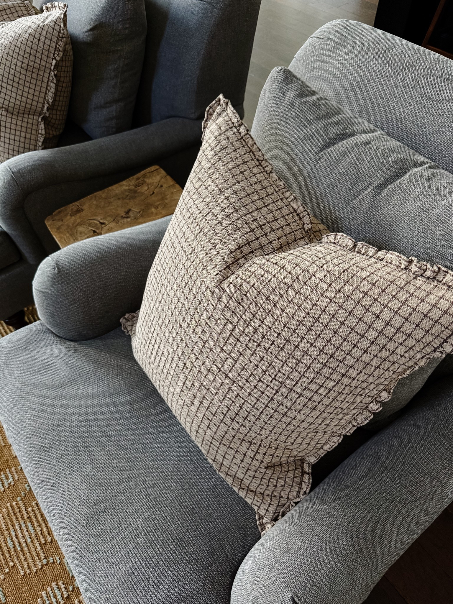 Neutral plaid pillows with ruffle trim 🤎

I have the Mushroom color in 22”x22”

They come in 9 different colors and multiple sizes. You can purchase as a cover only, with down insert, or with poly insert.



#LTKHome