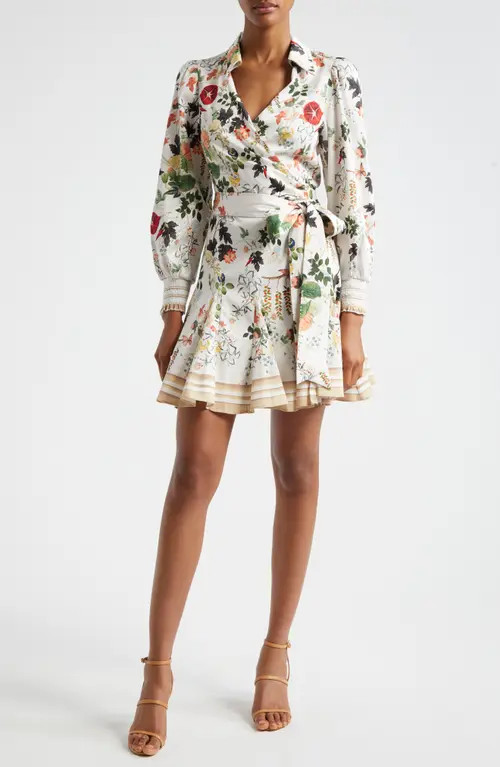 Alice + Olivia Alisa Floral Wrap Shirtdress in Blush Kiss Vanilla at Nordstrom, Size 0 | Nordstrom