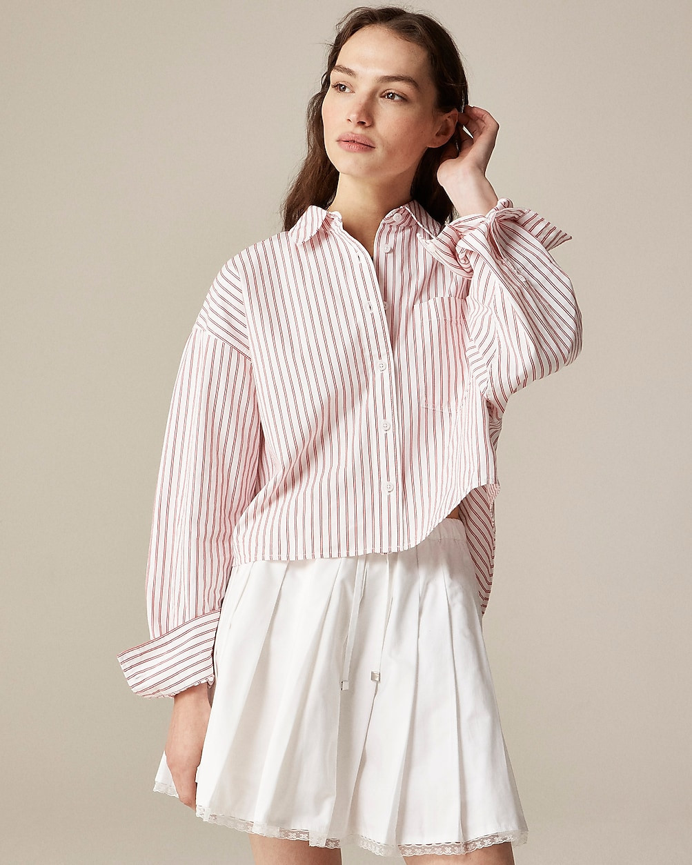Étienne cropped button-up shirt in stripe | J. Crew US