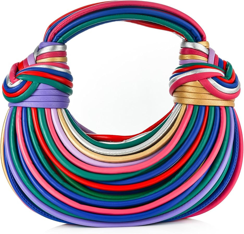 Women Fashion Hand-woven Evening Clutch Bag Creative Noodles Underarm Hobo Top Handle Satchel Han... | Amazon (US)
