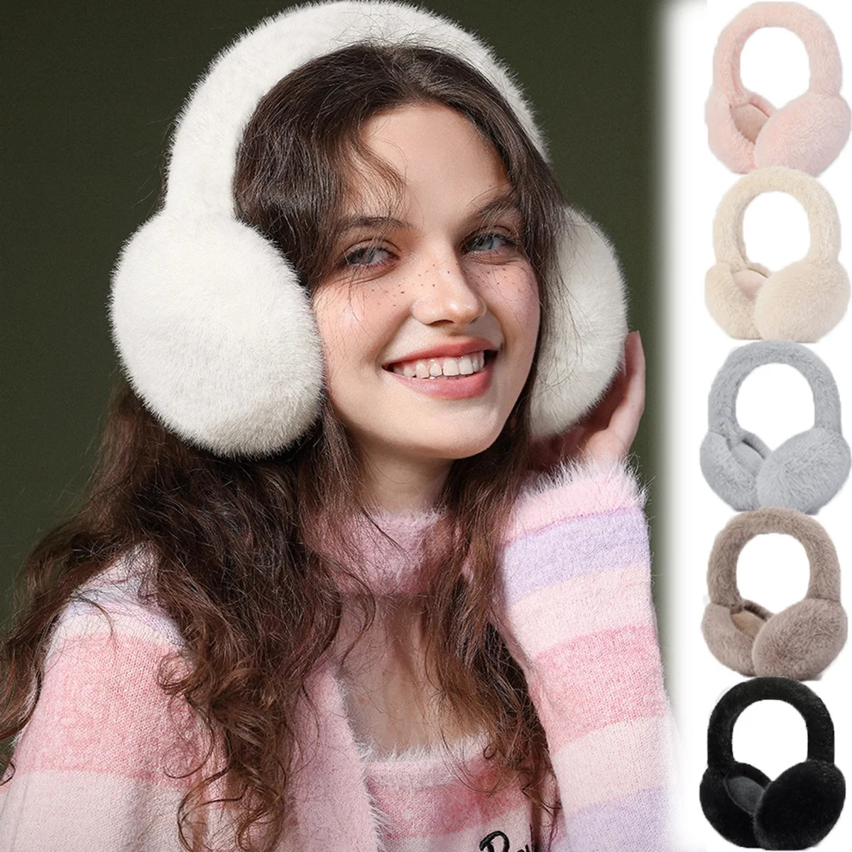 Foldable Ear Muffs for Women Cold Weather Fluffy Earmuffs Winter Warm Headband Cute Slouchy Ear W... | Walmart (US)