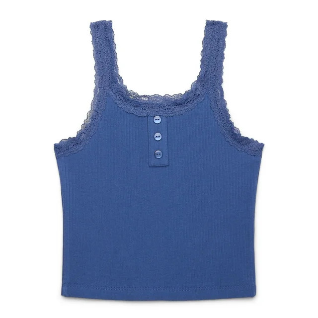 Wonder Nation Tween Girls Henley Tank Top with Lace Trim, Sizes 4-18 | Walmart (US)