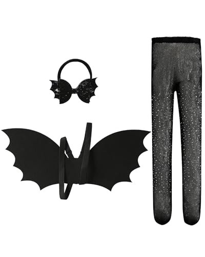 JiaDuo Black Bat Wing Bow Headband and Tights Set for Baby Girls Toddler Halloween Bat Costume Dress up Accessories | Amazon (US)