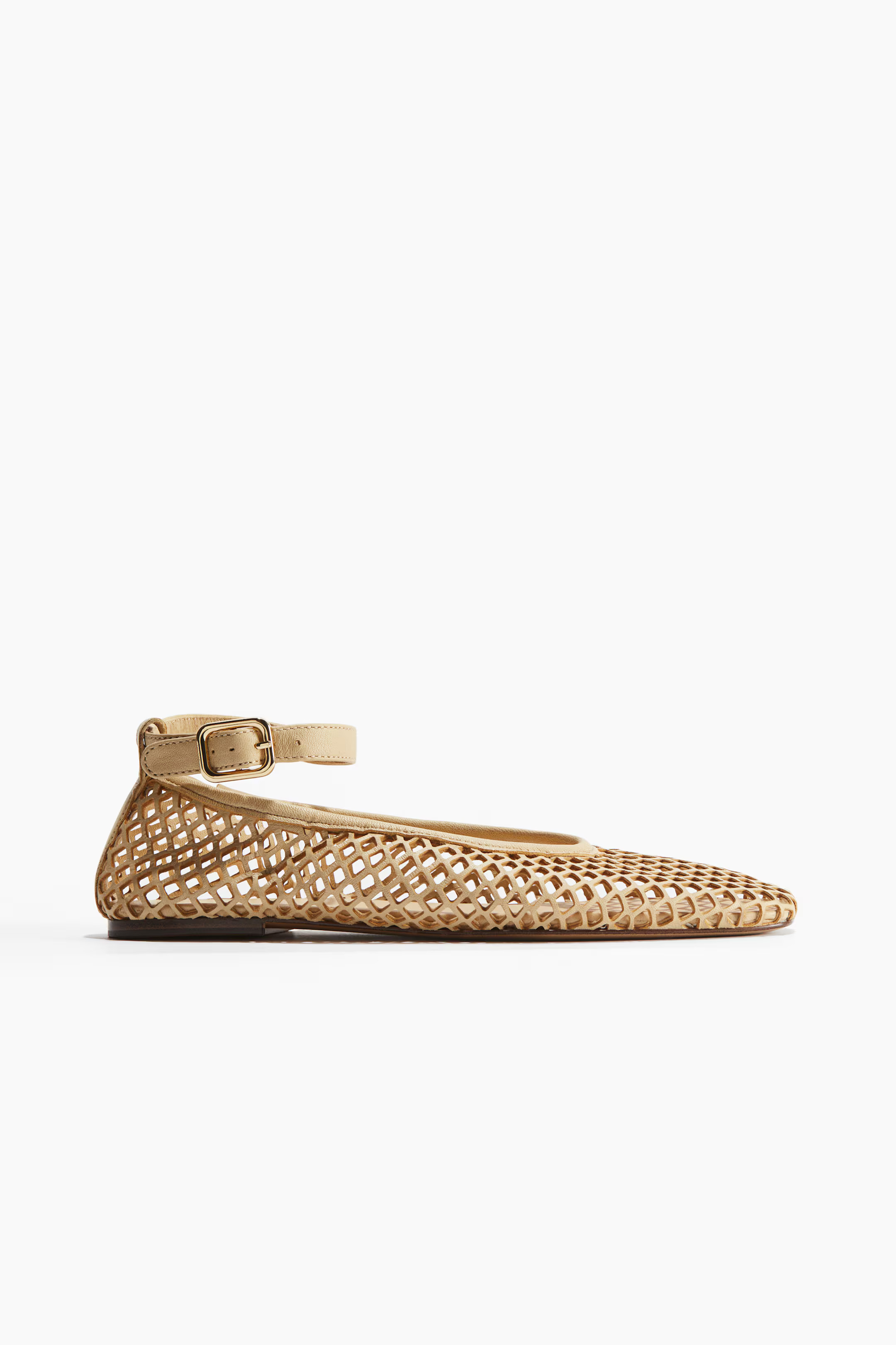 Perforated leather ballet pumps - Light yellow - Ladies | H&M GB | H&M (UK, MY, IN, SG, PH, TW, HK)