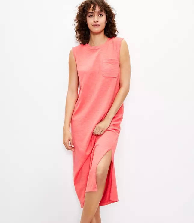Lou & Grey Softserve Slub Pocket Tank Midi Dress | LOFT