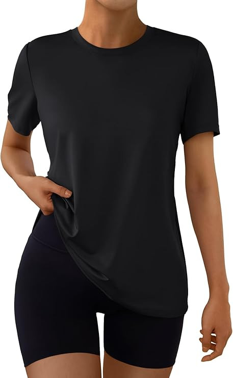 AUTOMET Women's Workout Tops Short Sleeve Gym Shirts Yoga Moisture Wicking Quick Dry Athletic Tsh... | Amazon (US)