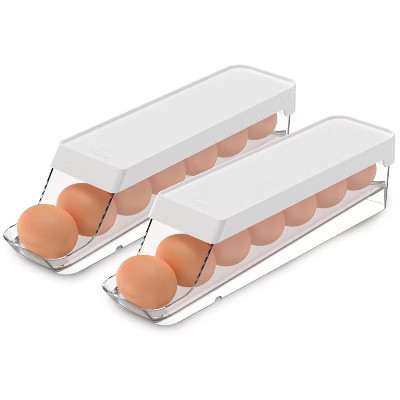 OU Egg Holder for Fridge, Rolling Egg Organizer for Refrigerator Organization, Clear Stackable Container for Kitchen Organizers and Storage, BPA Free | Target