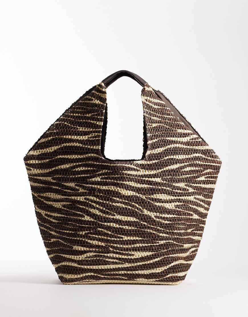 South Beach oversized landscape shoulder tote bag in zebra print-Multi | ASOS (Global)