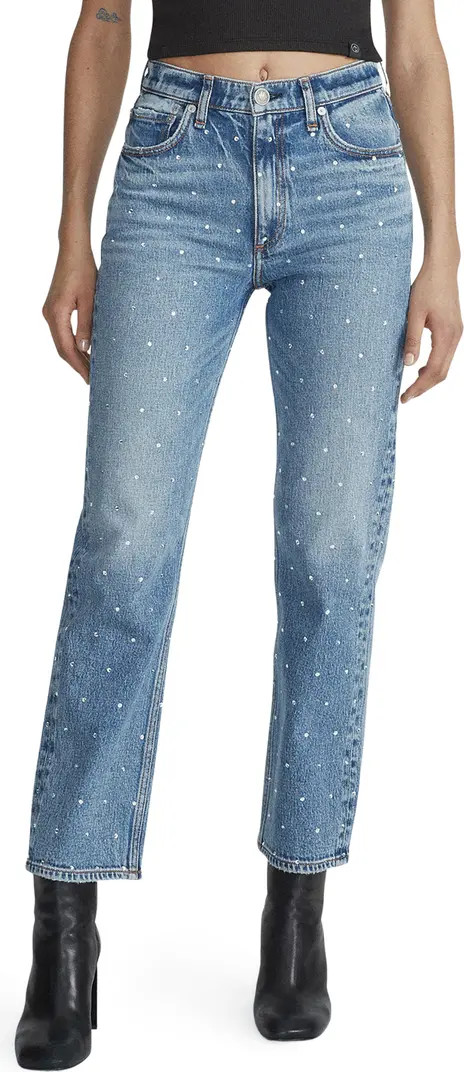 Harlow Rhinestone Straight Leg Jeans | Nordstrom
