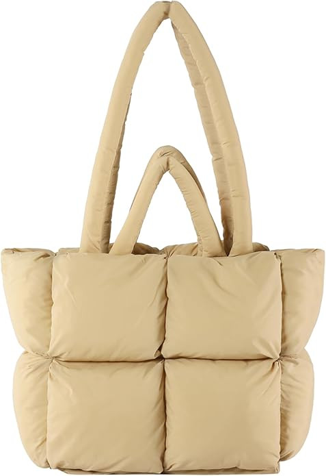 I IHAYNER Puffer Tote Bag for Women Large Quilted Puffy Handbag Lightweight Satchel Purse for Wor... | Amazon (US)