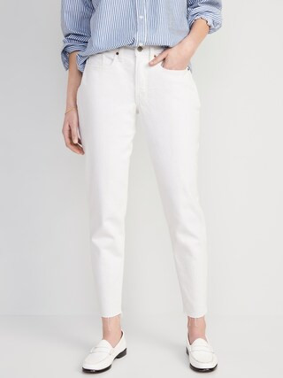 High-Waisted OG Straight White-Wash Cut-Off Ankle Jeans for Women | Old Navy (CA)