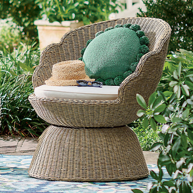 Novi Outdoor Swivel Chair - Almond - Grandin Road | Grandin Road