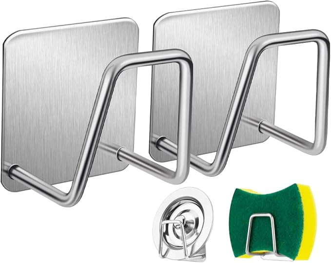 2Pcs ESINAM Sponge Holders for Kitchen Sink, Strong Adhesive Small Sponge Holder, Premium Rustpro... | Amazon (US)