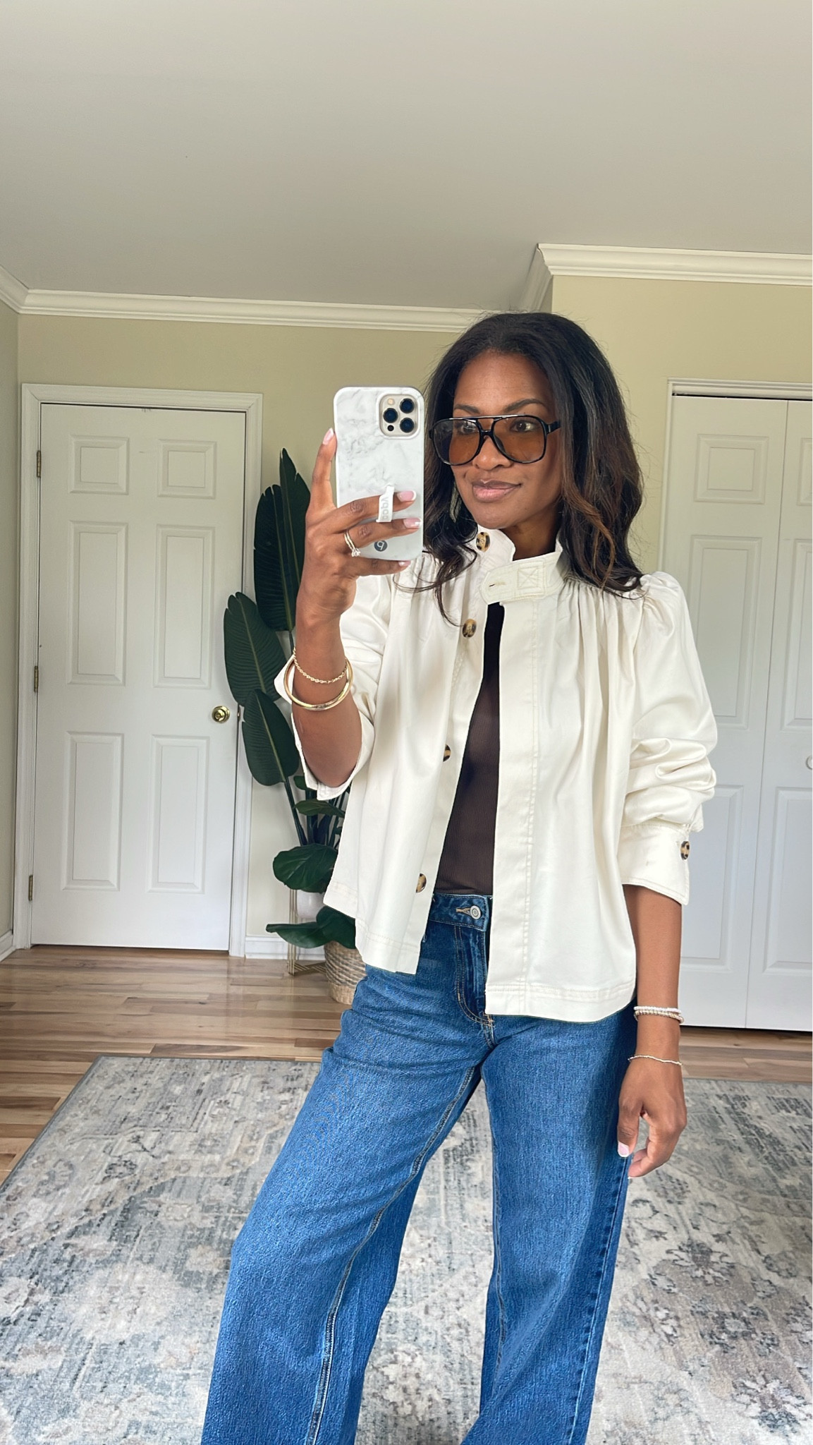 Wearing a small in jacket and size 4 in jeans

#LTKgrwm #LTKootd #LTKOver40