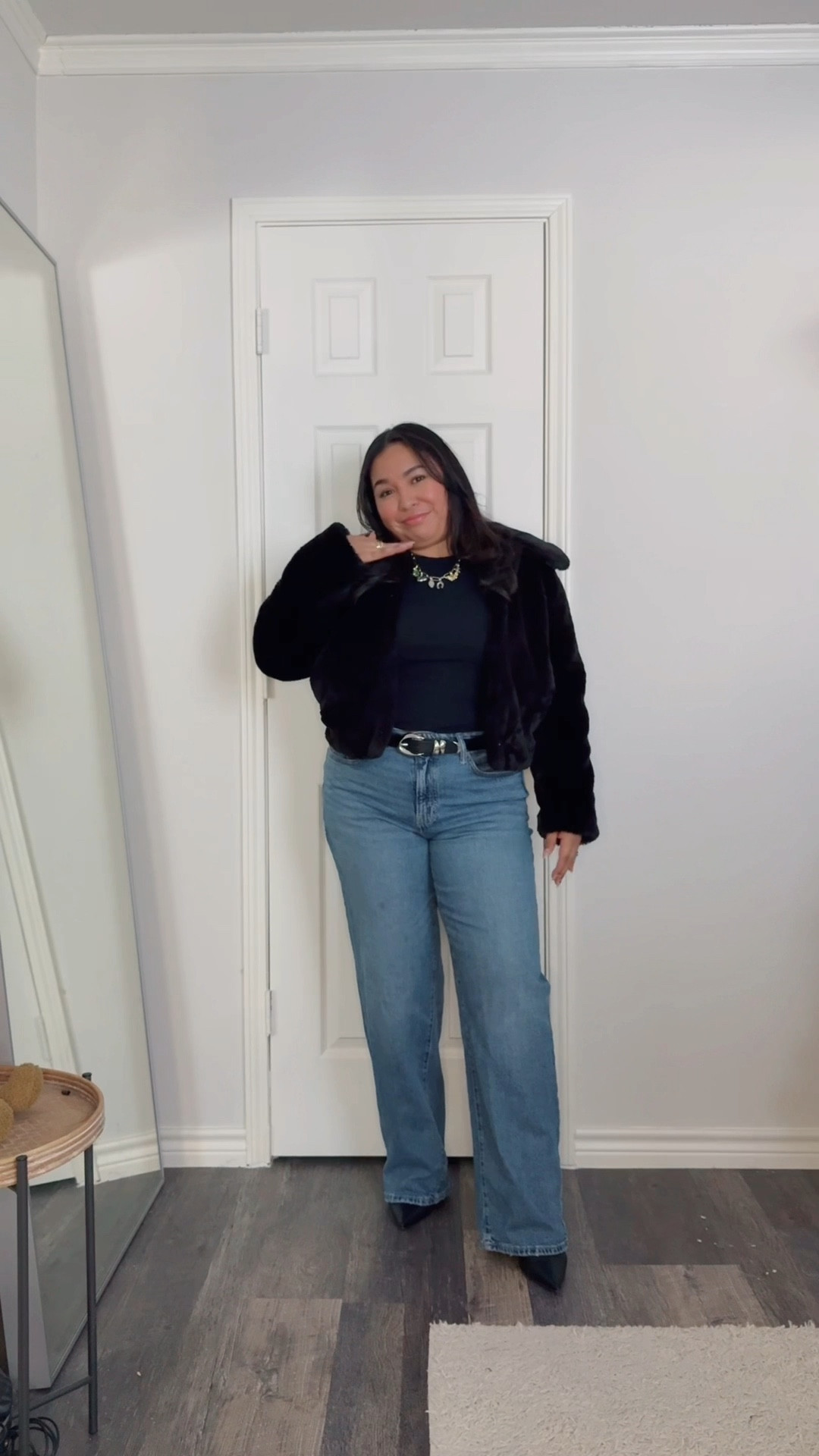 Winter outfit idea series Day 1 of 7! 🖤 going to sharing tons of cute outfits especially as us Texans try to navigate the cold 🥶 

Winter outfit, winter outfit idea, winter date night outfit, brunch winter outfit, Black fur jacket, black long sleeve top, black booties, black and silver belt

#LTKWatchNow #LTKStyleTip #LTKMidsize