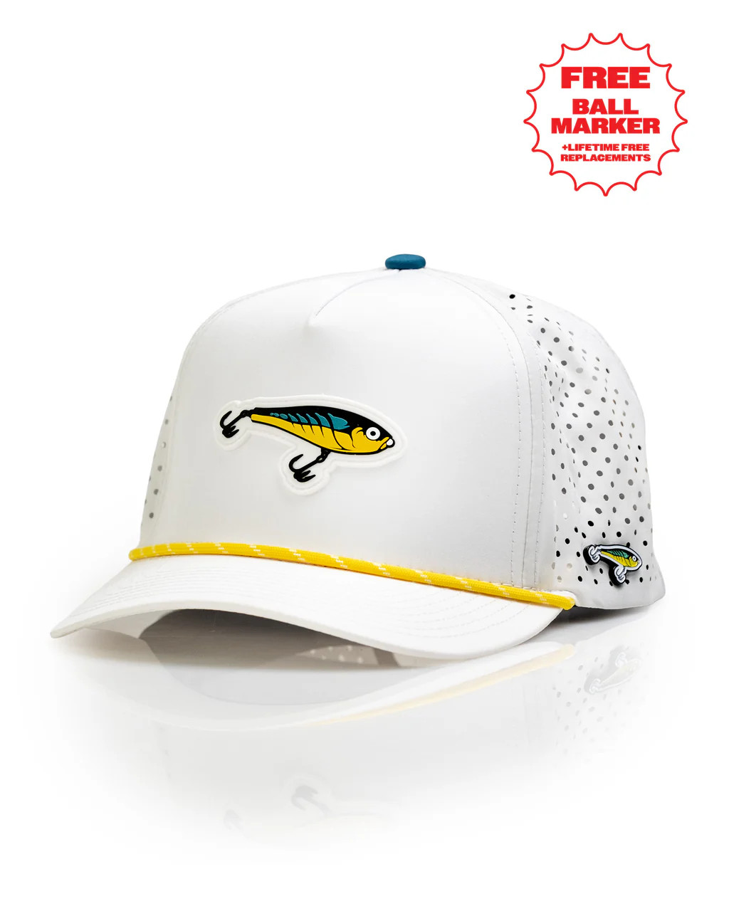 Fishing Lure White - Perforated Rope Hat | Pins & Aces