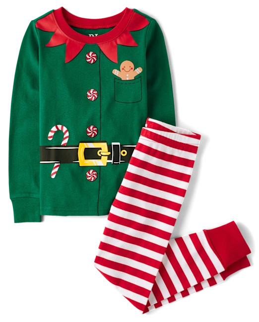 Unisex Kids Christmas Long Sleeve Elf Snug Fit Cotton Pajamas - SIMPLYWHT | The Children's Place | The Children's Place