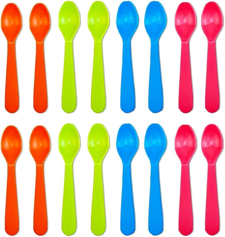 Jawbush 16 Pcs Kids Plastic Spoons, Reusable Toddler Utensils Kids Silverware Set with Bright Col... | Amazon (US)