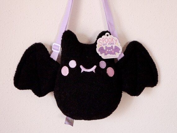 Spooky Cute Bat Purse  Black With Light Purple Face - Etsy | Etsy (US)