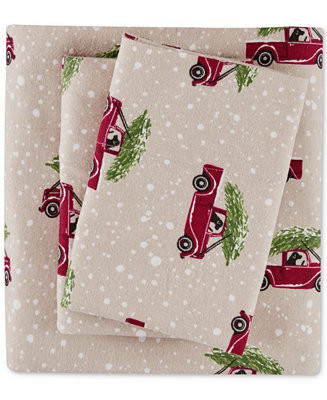 Printed Cotton Flannel 3-Pc. Sheet Set, Twin | Macy's