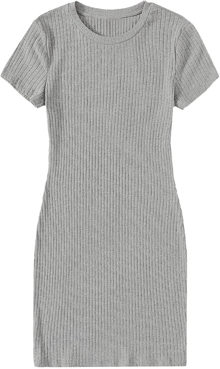 SheIn Women's Short Sleeve Pencil Dress Casual Basic Bodycon T Shirt Mini Dresses | Amazon (US)