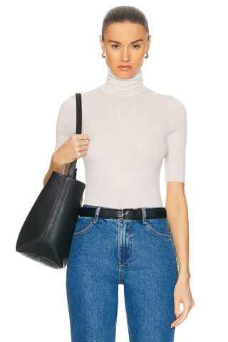 SPRWMN Short Sleeve Turtleneck Top in Cream | FWRD 