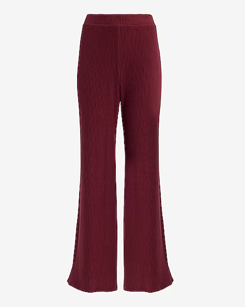 Cozy Ribbed High Waisted Pull On Wide Leg Pant | Express
