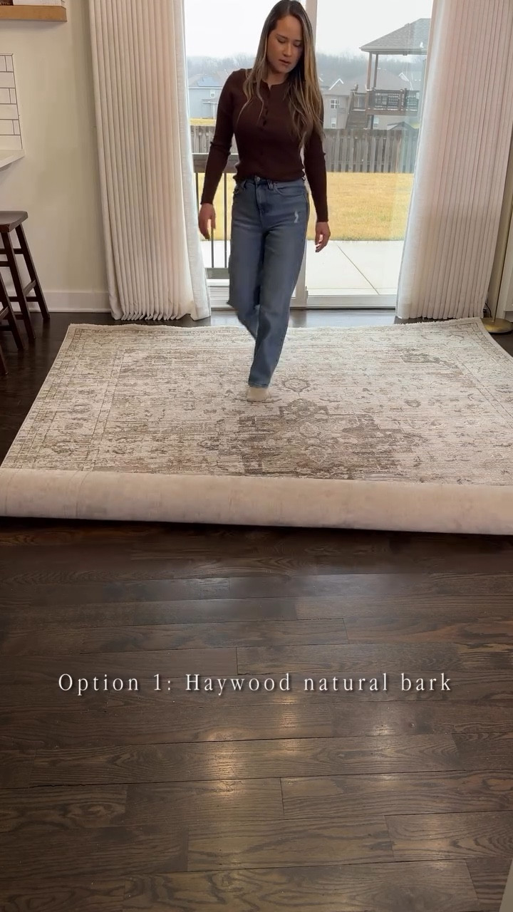 Help me to pick a new rug for my dining space 🤎 makeover! 
Option 1: Loloi Haywood collection natural/bark
Option 2: Loloi Molly collection Gold/blue 
Let me know your favorite 🤎
The chandelier it's so pretty and brings so much warmth and classic charm to the whole look. 
.
.
.
.
#homedesign #loloirugs #interiordesign #wayfair #homestyling