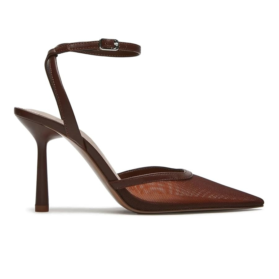 Mesh Kitten Heels for Women Closed Pointed Toe Slingback Buckle Strap Pumps Fashion Casual Dress ... | Amazon (US)