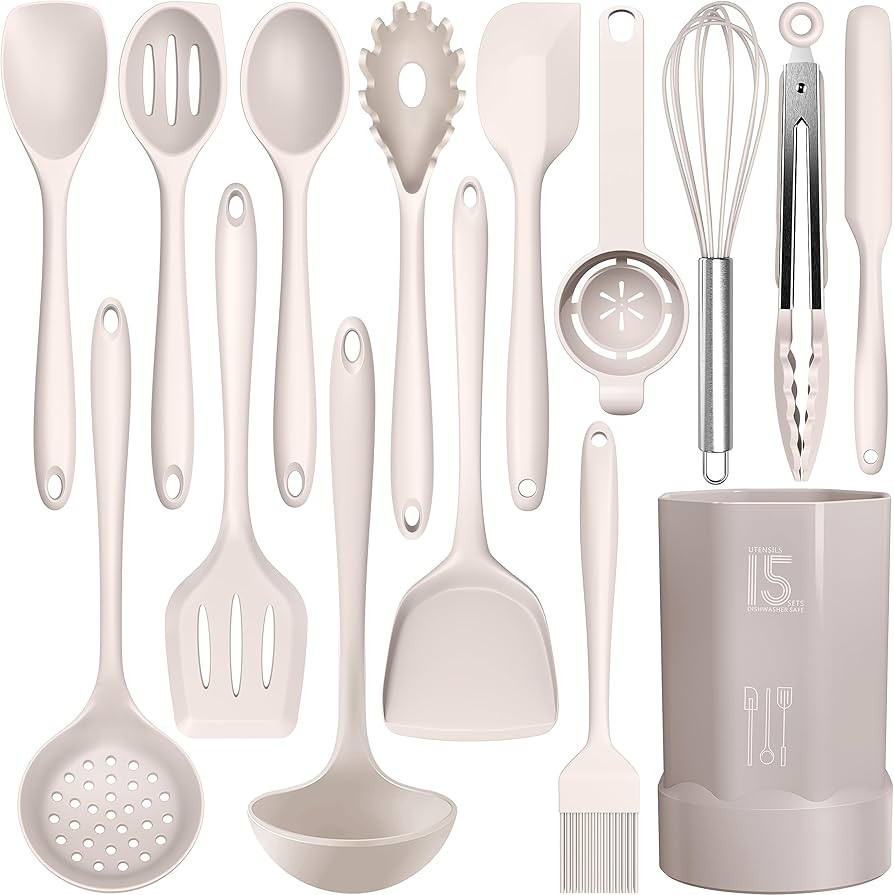 Silicone Cooking Utensils Set - 446°F Heat Resistant Kitchen Utensils,Turner Tongs,Spatula,Spoon... | Amazon (US)