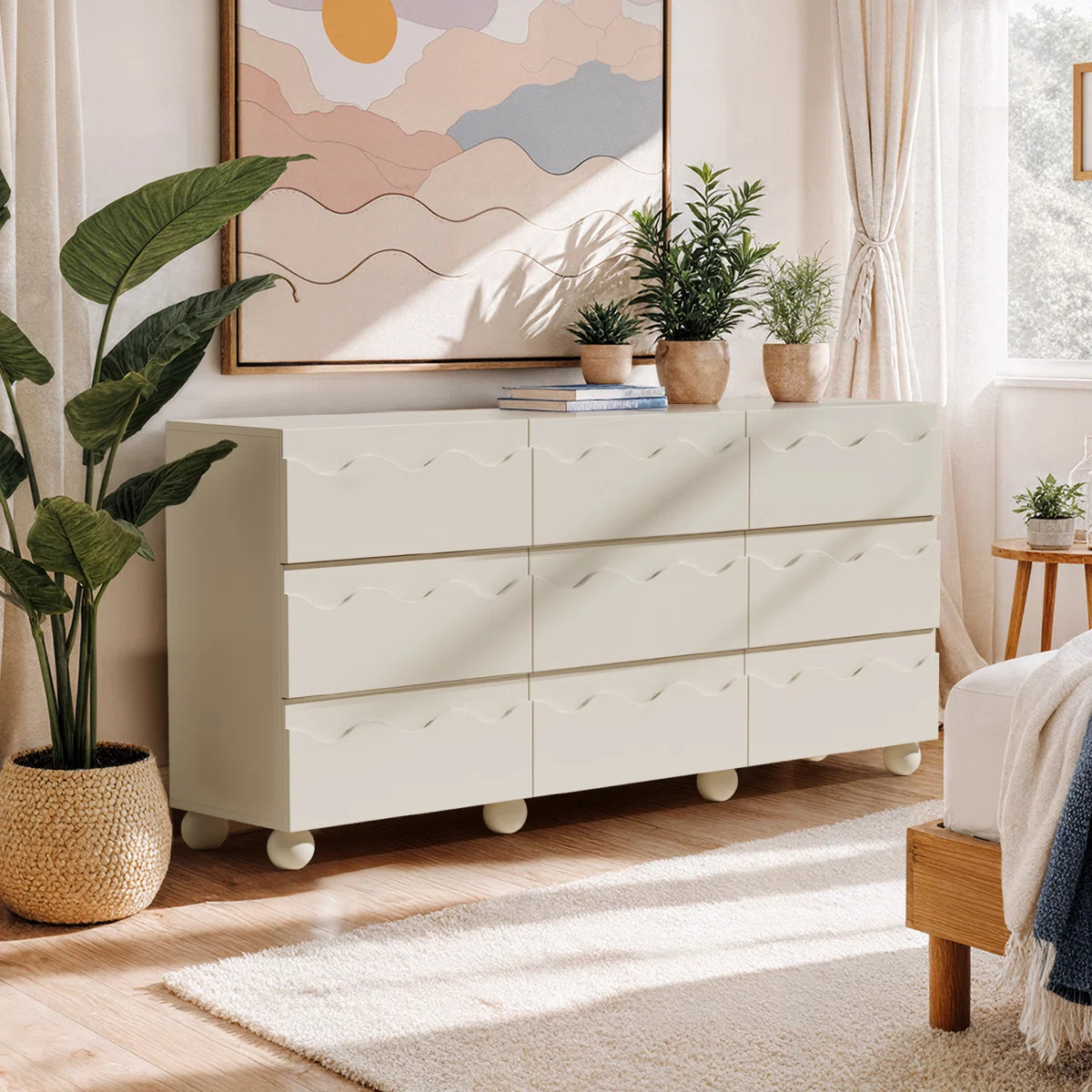 9 Drawer 63" W Circular Ripple Dresser | Wayfair North America