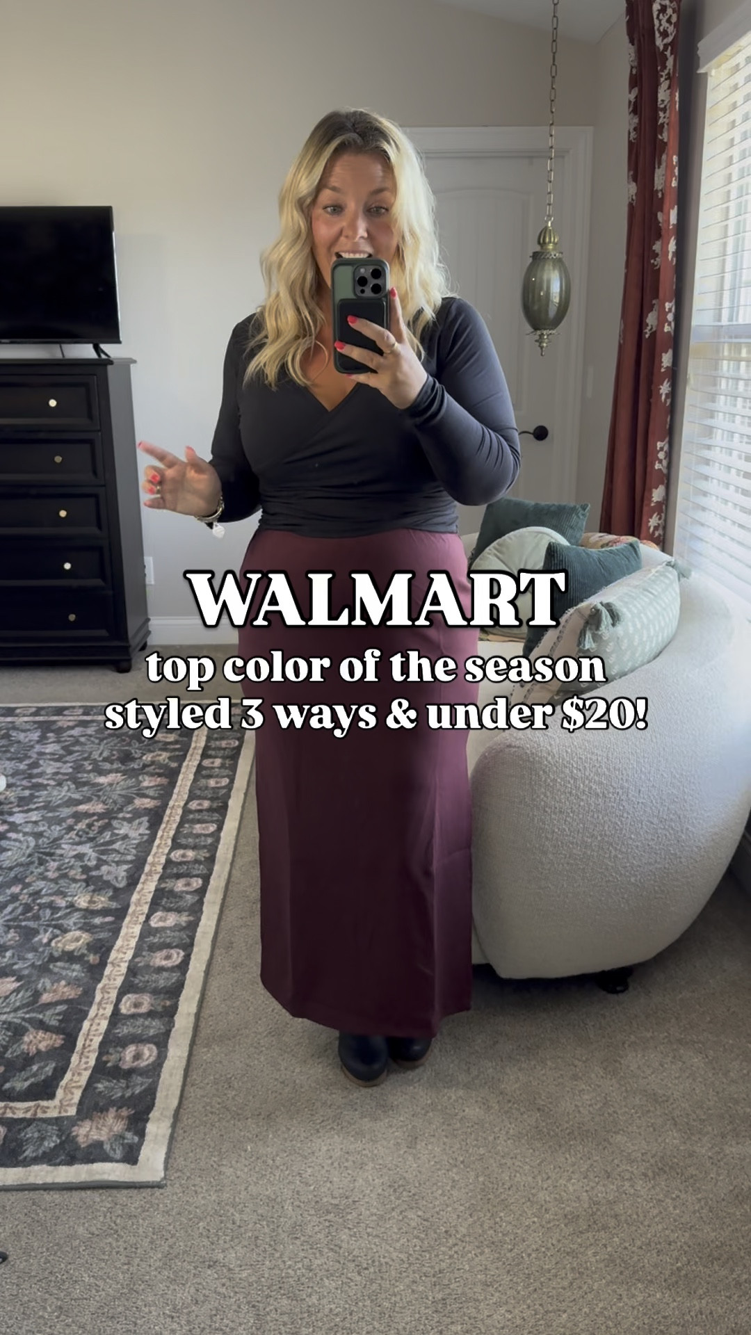 This scubaknit skirt feels soooo much like Spanx but it’s Walmart 🤯 I sized down to a medium from my usual Large but I also have this skirt in black in a Large which fits great but I wanted a more bodycon fit in this color. You can style it sooo many ways year round! Wearing my true Large in everything else  

#LTKOver40 #LTKPetite #LTKMidsize