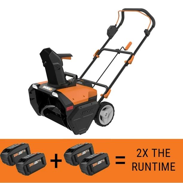 Worx 40V Power Share 20" Cordless Snow Blower with Brushless Motor, 4 BATTERIES and Dual Quick Ch... | Walmart (US)