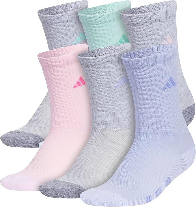 adidas Kids Athletic Cushioned 6-Pack Crew (Little Kid/Big Kid/Adult) | Amazon (US)