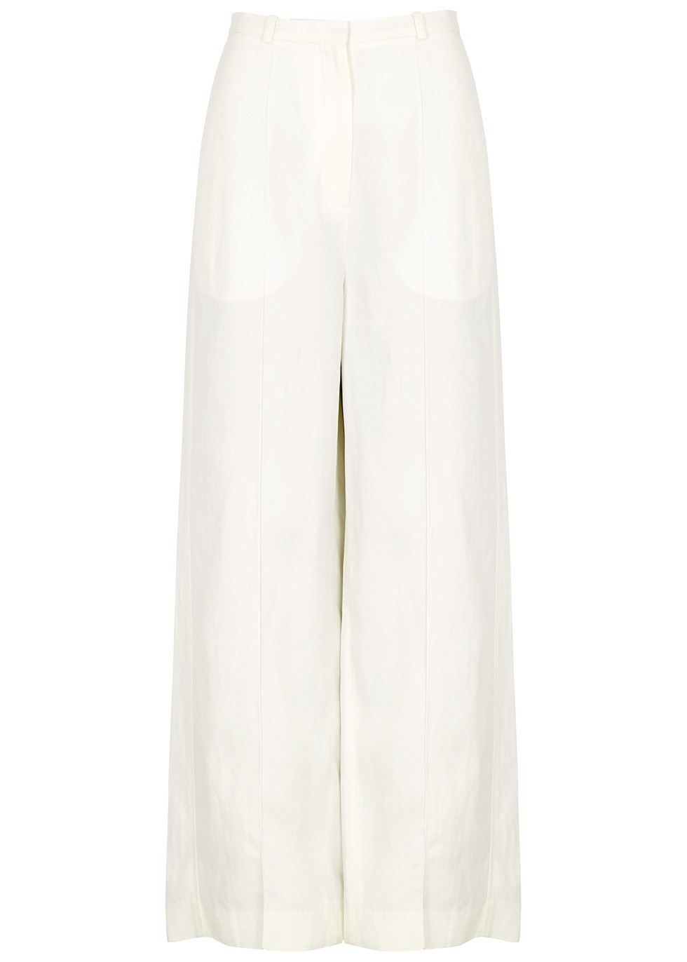 Ivory wide-leg woven trousers | Harvey Nichols (Global)