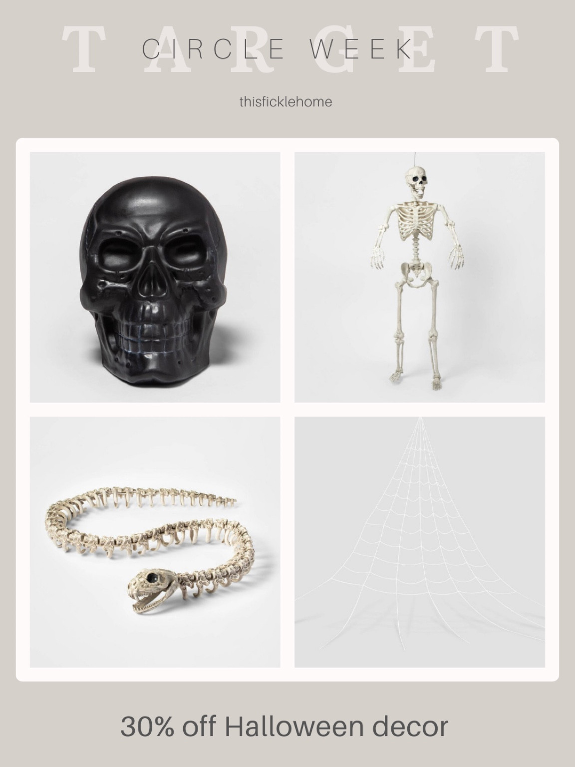 Posable large skeleton, black skull, snake skeleton, large spiderweb, Halloween front porch, Target circle offers.

30% off thru 10/7.

#LTKsalealert #LTKhome #LTKHalloween