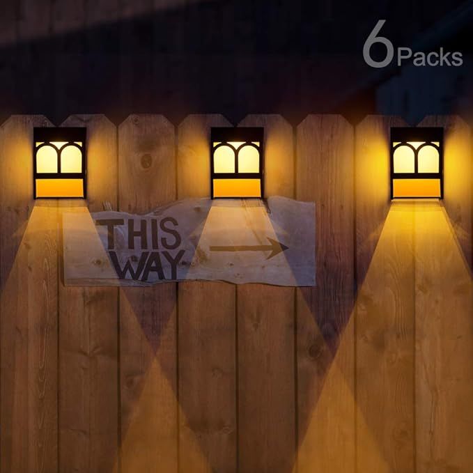 Solar Deck Lights, Led Outdoor Garden Decorative Wall Mount Fence Post Lighting, 6 Packs | Amazon (US)