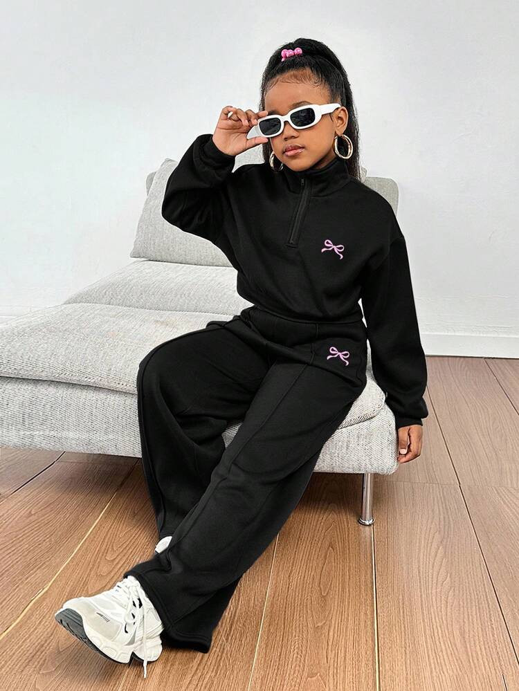 in Black Tween Girls Hoodie & Sweatshirt Co-ords | SHEIN