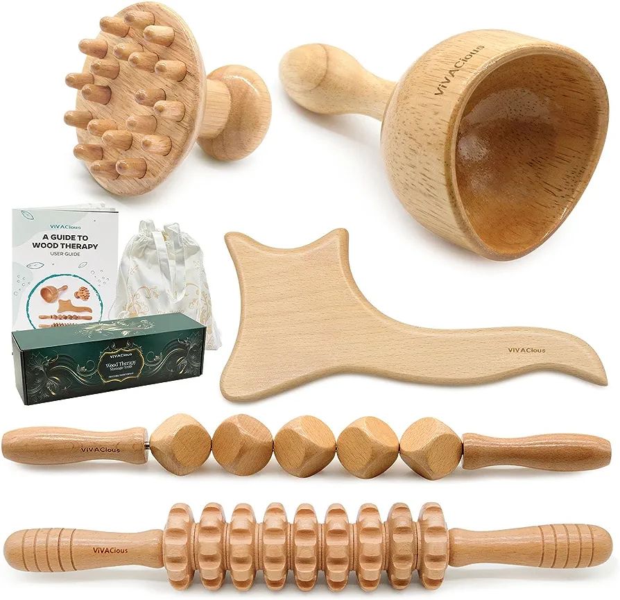 ViVACious 5Pcs Wood Therapy Massage Tools with User Manual - Professional Maderoterapia Kit Colom... | Amazon (US)