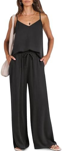 Caracilia 2 Piece Sets for Women Summer, Casual Tank & Wide Leg Pants Lounge Set, Comfy Beach & T... | Amazon (US)