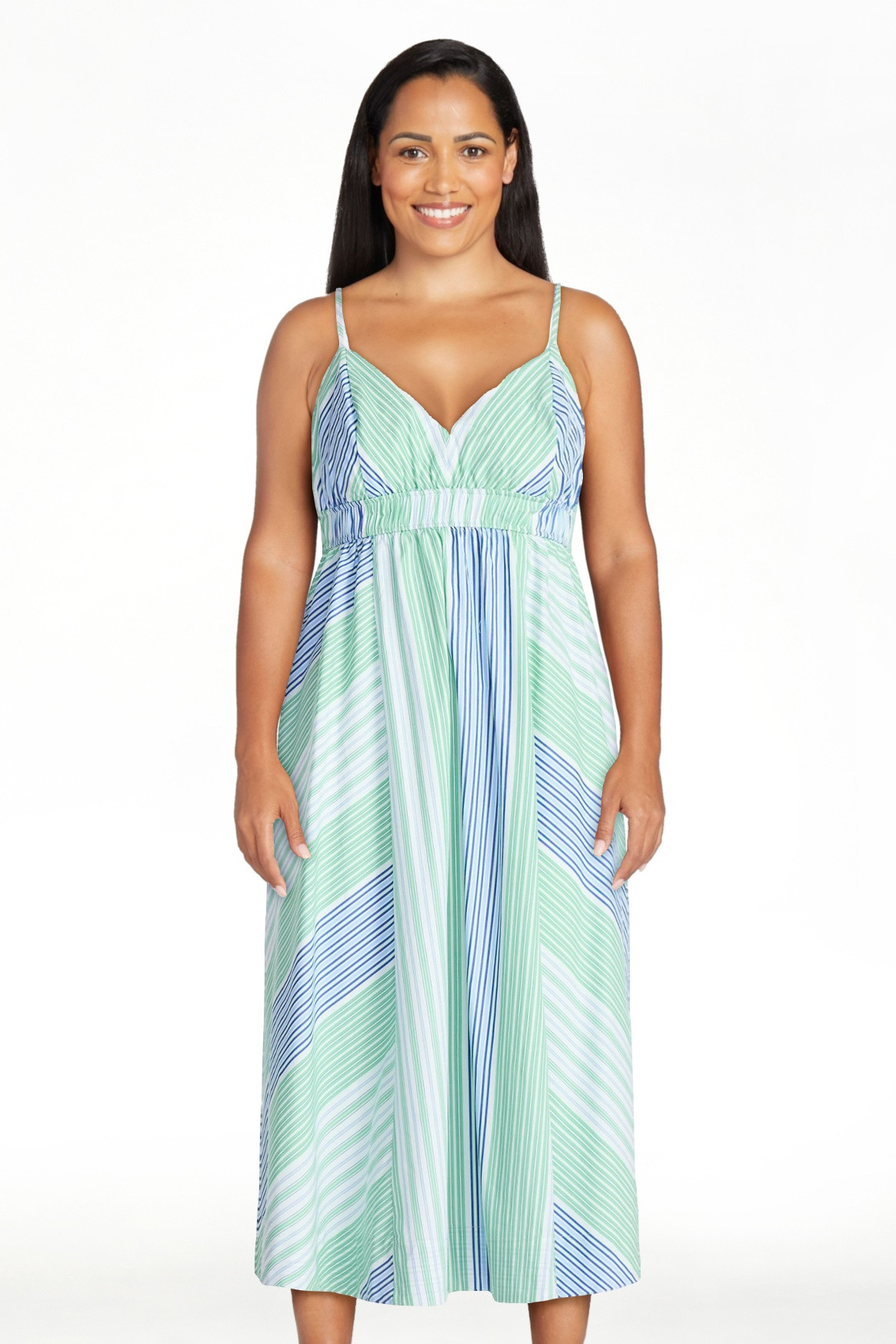 Free Assembly Women's and Women's Plus Striped Cotton Maxi Dress, with Cut Out Back, Sizes XS-4X | Walmart (US)