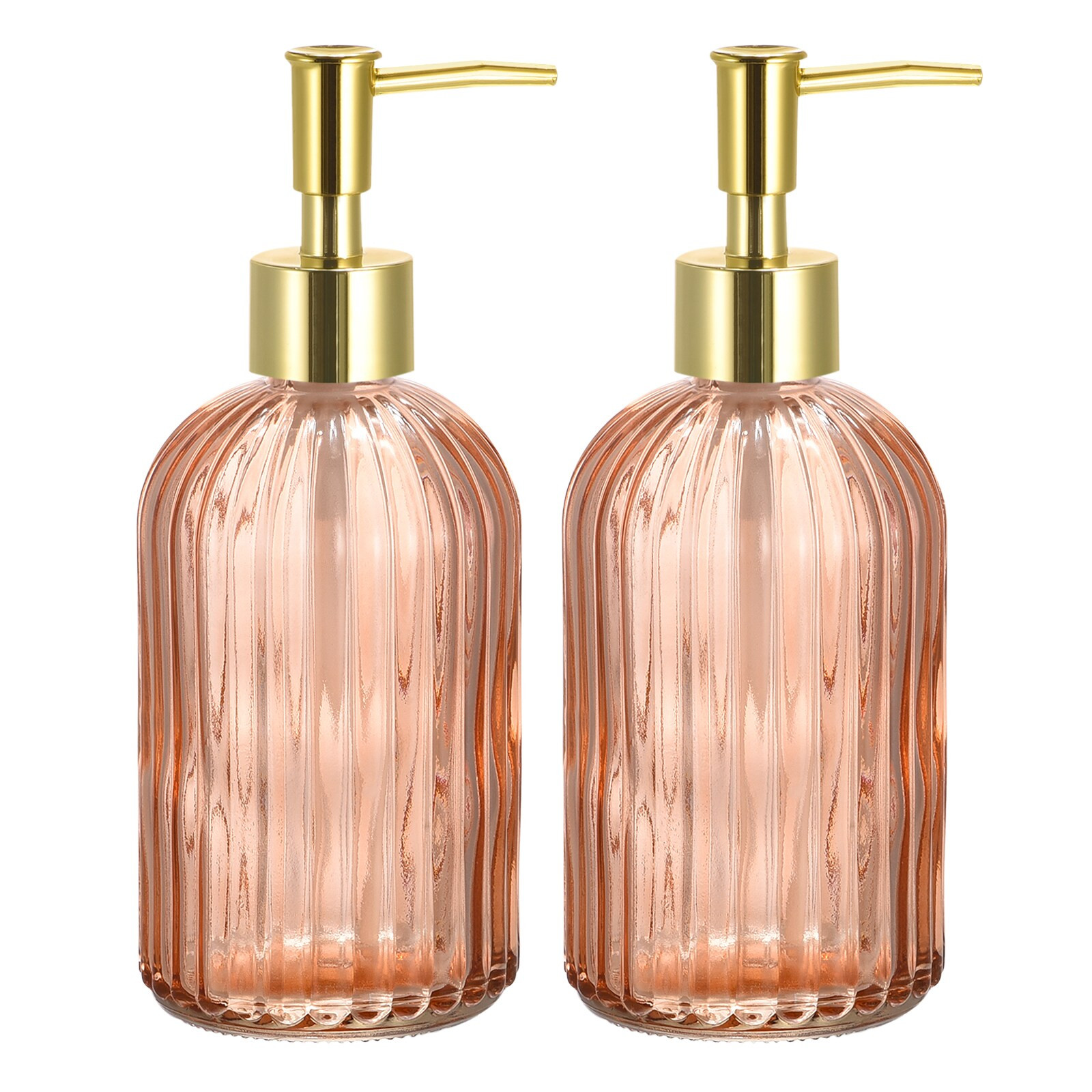 Unique Bargains Soap Dispensers Set - 2pcs 13.5Oz Glass Dish Hand Soap Dispenser with Golden Pump for Kitchen Bathroom Orange one_size | Lowe's