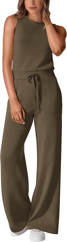 Pretty Garden Womens Summer One Piece Outfits Sleeveless Wide Leg Long Pants Jumpsuits | Amazon (US)