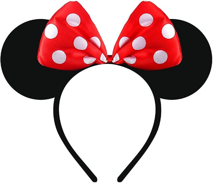 Women Girls Disney Micky Mouse Polka Dot Headband with Bow Fancy Dress Costume Minnie Mouse Birth... | Amazon (US)