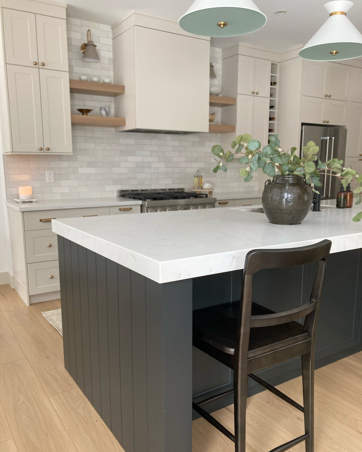 Found this Pottery Barn Cline Counterstool dupe on Amazon and I am getting a feel for it in our kitchen! What do you think? 
.
.
.
🏷️ kitchen, counterstool, Amazon Canada, Amazon, island, range hood, backsplash, fridge, gas range, cabinets, fridge, countertops, sink, open shelves, kitchen seating 

#LTKhome