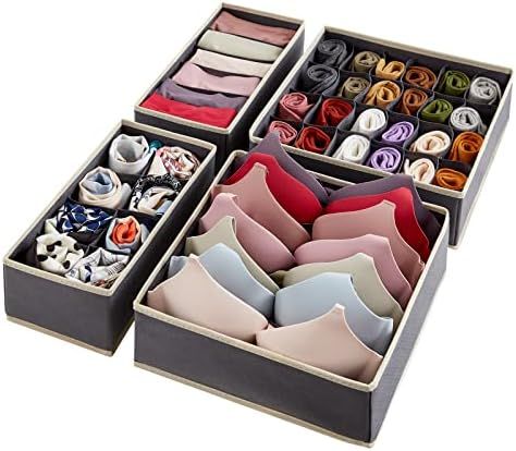 Amazon.com: Lifewit Drawer Underwear Organizer Divider 4 Pieces Fabric Foldable Dresser Storage B... | Amazon (US)