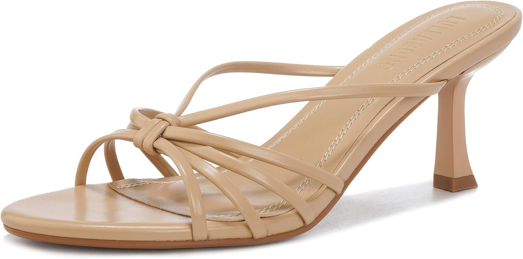 LULLASONG Kitten Heels Open Pointed Toe Slip On Heels Mid Heeled Sandals for Women | Amazon (US)